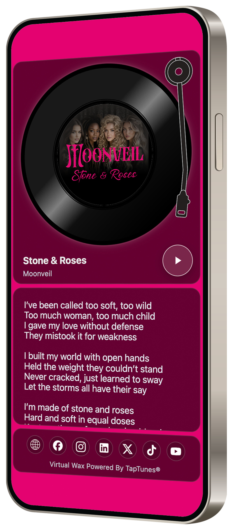 Spinners QR music experience on a phone